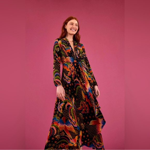 FARM Rio Multicolor Maxi Dress S Small NWT